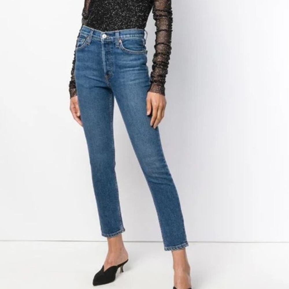 RE/DONE Originals High Rise Button Fly Skinny Jeans Sz 25